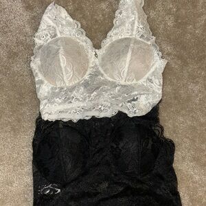Elegant Lace Bralette Set - Black and White